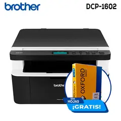 BROTHER - Impresora Láser DCP-1602 Multifuncional Monocromática USB