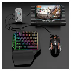 GENERICO - Teclado mouse y adaptador gamer para celular android