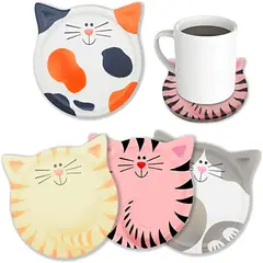 ELMEJORPRECIO - Set De 4 Posavasos Multiuso Diseño Gatos Decorativos