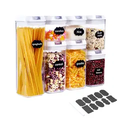 ELMEJORPRECIO - Juego De 7 Frascos Herméticos Con Tapa A Presión Apilables Blanca
