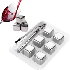 ELMEJORPRECIO - Set De 6 Cubos De Acero Inoxidable Congela Sin Diluir Tu Bebida