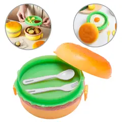 ELMEJORPRECIO - Táper Lonchera Modelo Hamburguesa 2 Divisiones Con Cubierto