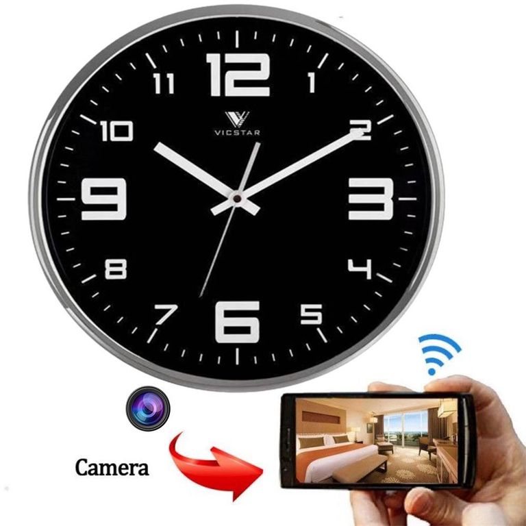 Reloj De Pared Espía Wifi Fullhd 90 Grados Grande Para Microsd 64gb