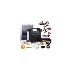 CAFINI - KIT SOLAR PORTÁTIL 4 Focos- inversor- radio Fm Am -bluetooth