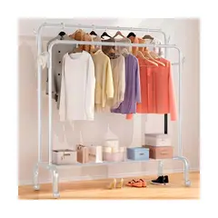 GENERICO - Perchero Colgador Organizador Estante Ropa Premium Blanco Con Ruedas