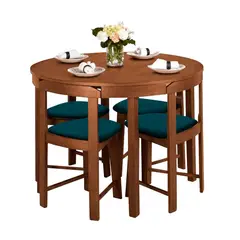 GENERICO - Juego de Comedor Circular Anabella 4 Sillas Color Jade