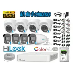 HILOOK - CÁMARAS SEGURIDAD KIT 8 FULL HD - COLORVU LITE NOCHE COLOR 1TB