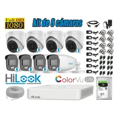 HILOOK - CÁMARAS SEGURIDAD KIT 8 FULL HD - COLORVU LITE NOCHE COLOR 1TB