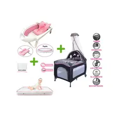 EBABY - Cuna corral sally 716 + colchón de 4"+ bañera