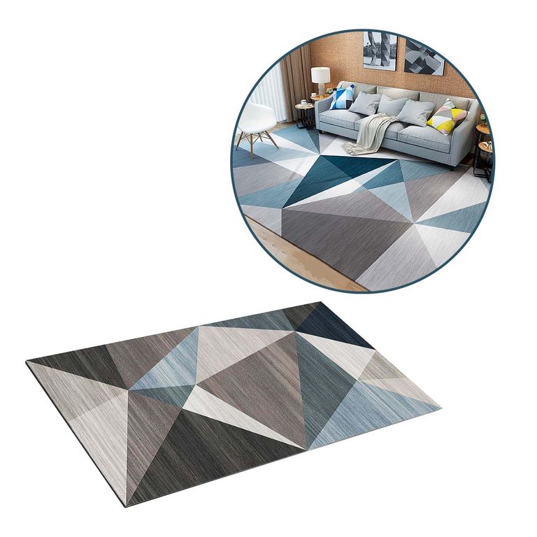 Alfombra Azul 160x230cm Sala Piso Cuartos