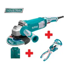 TOTAL TOOLS - Amoladora 1500w 7pulg Esmeril + Polo + Alicate Punta Larga TOTAL
