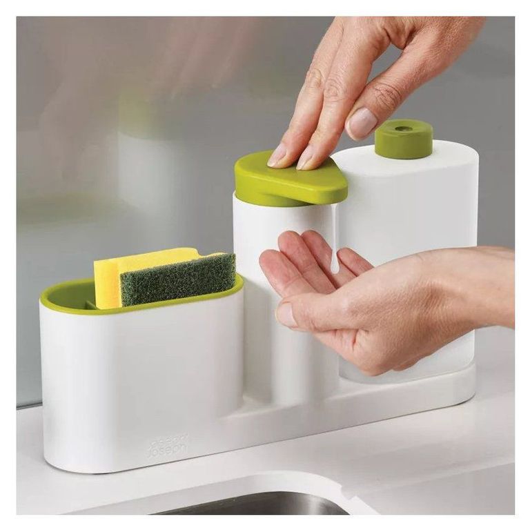 Organizador dispensador de jabon liquido, ayudin 3 en 1