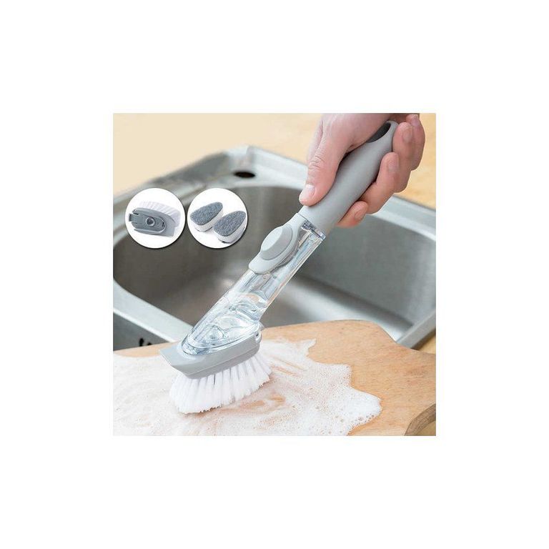 Cepillo para lavavajilla con dispensador + cabezal de esponja