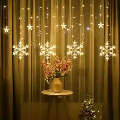 GENERICO - Cortina navidad guirnalda copo nieve