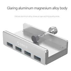 ORICO - Hub 4 puertos 2 in 1 + clip sujetador usb 3.0 aleacion metal