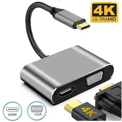 GENERICO - Adaptador 4k convertidor usb tipo c a hdmi + vga mac Samsung Lg