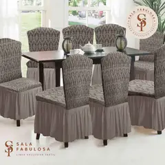 SALA FABULOSA - Funda de silla 8 piezas Sala fabulosa- Beige-Alto relieve diamante