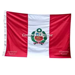 PERU - Bandera de Perú 3x2m para Izar Pabellón Nacional Con Escudo