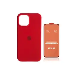 GENERICO - Case Silicona Iphone 14 Pro Rojo + Mica De Vidrio Completo