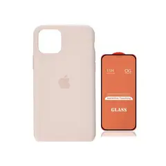 GENERICO - Case Silicona Iphone 14 Pro Nude + Mica De Vidrio Completo