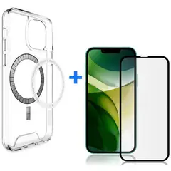 CASE - Space magsafe y vidrio 21d para iphone 13 pro max -transparente