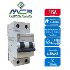 GENERAL ELECTRIC - INTERRUPTOR TERMOMAGNETICO RIEL DIN 2X16 AMP 230V 6KA