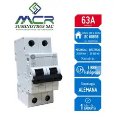 GENERAL ELECTRIC - INTERRUPTOR TERMOMAGNETICO RIEL DIN 2X63 AMP 230V 6KA