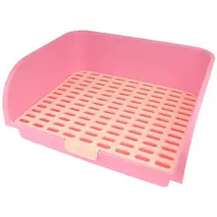 GENERICO - Baño para conejo o cuy XL paredes altas esquinero rosado