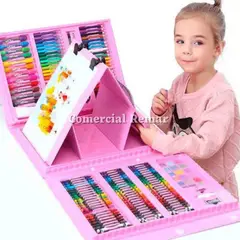 GENERICO - Mega Set de Arte y Dibujo 208 pcs para Niña - ROSADO
