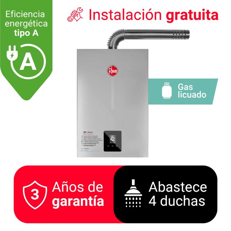 TERMA A GAS 21 L GLP RHEEM TIRO FORZADO