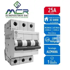 GENERAL ELECTRIC - INTERRUPTOR TERMOMAGNETICO RIEL DIN 3X25AMP 230V 6KA