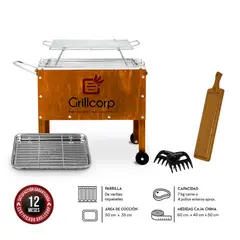 GRILLCORP - Caja China Junior Varillas Inoxidable Tabla Mediana Garras