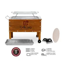 GRILLCORP - Caja China Mediana Varillas Inoxidable Piedra Pizza Garras