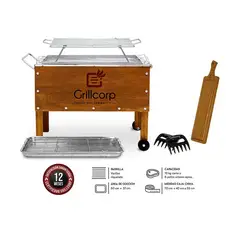 GRILLCORP - Caja China Mediana Varillas Inoxidable Tabla Mediana Garras