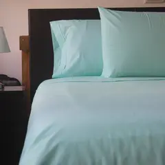 SUIT THE BED - Juego De Sábanas Algodón Pima - 1 Plaza - 150 Hilos Verde agua