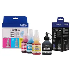 BROTHER - Tinta 4 colores BT5001 + D60BK Para T520w, t720dw, t820dw, T920dw