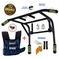 HOLGU - Barra dominadas 2en1 chaleco 10kg guantes regalo