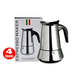 GENERICO - Cafetera Italiana para 4 Tazas Acero Inoxidable Espresso Maker
