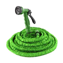 GENERICO - Manguera Expandible A 15 Metros + Pistola 7 Chorros VERDE AZUL