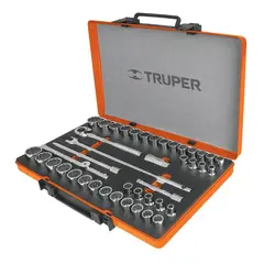 Truper - Juego de 42 herramientas cuadro 1/2" std y mm para mecánico