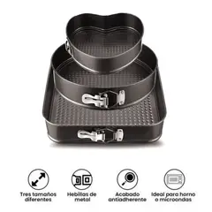 GENERICO - Set de Moldes para Repostería Antiadherente 3 Piezas