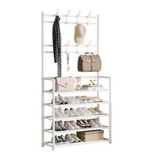 GENERICO - Zapatera de 5 niveles con perchero Organizador de calzados 190cm Alto.