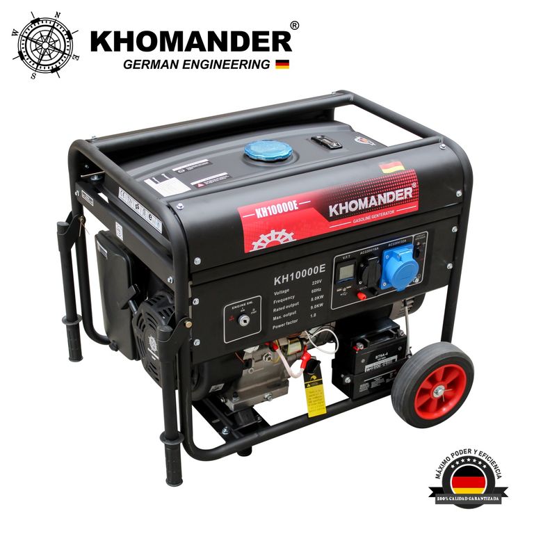 GENERADOR GASOLINERO 9000W 220V - KHOMANDER - A. ELECTRICO Y MAN.