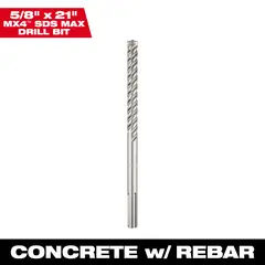 Milwaukee - Broca para martillo perforador SDS MAX 4ct 5/8 x 21 pulg. 48-20-3918