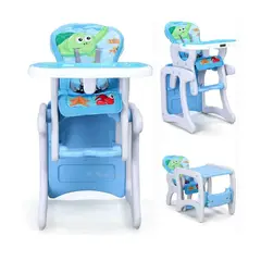 KINGDOM - Silla de Comer para Bebe 2 en 1 Carpeta Celestito