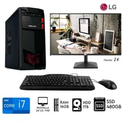 INTEL - Computadora PC Core i7 3.2Ghz Ram 16GB Disco 1TB+SSD 480GB Monitor LG 24