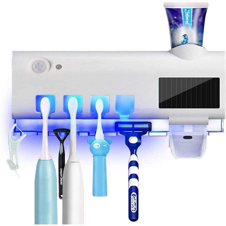 Dispensador de pasta dental con porta cepillos y esterelizador uv