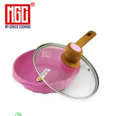 GENERICO - Sarten Antiadherente con Tapa 24cm MGC Revestimiento Ceramico Rosado