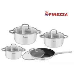 FINEZZA - Juego de Ollas 8 Piezas Acero Inoxidable - FZ972AE-IN