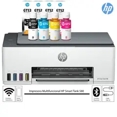 HP - Impresora HP Smart Tank 580 Multifuncional Inalambrico